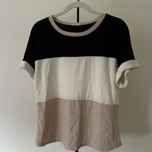 Colorblock Women's Top - Black, White, and Tan